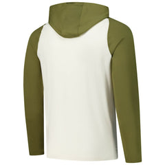Chicago Blackhawks Antigua Intrepid Sand Raglan Long Sleeve Hoodie T-Shirt Cream/Olive