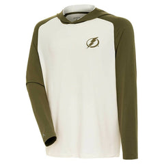 Tampa Bay Lightning Antigua Intrepid Sand Raglan Long Sleeve Hoodie T-Shirt Cream/Olive
