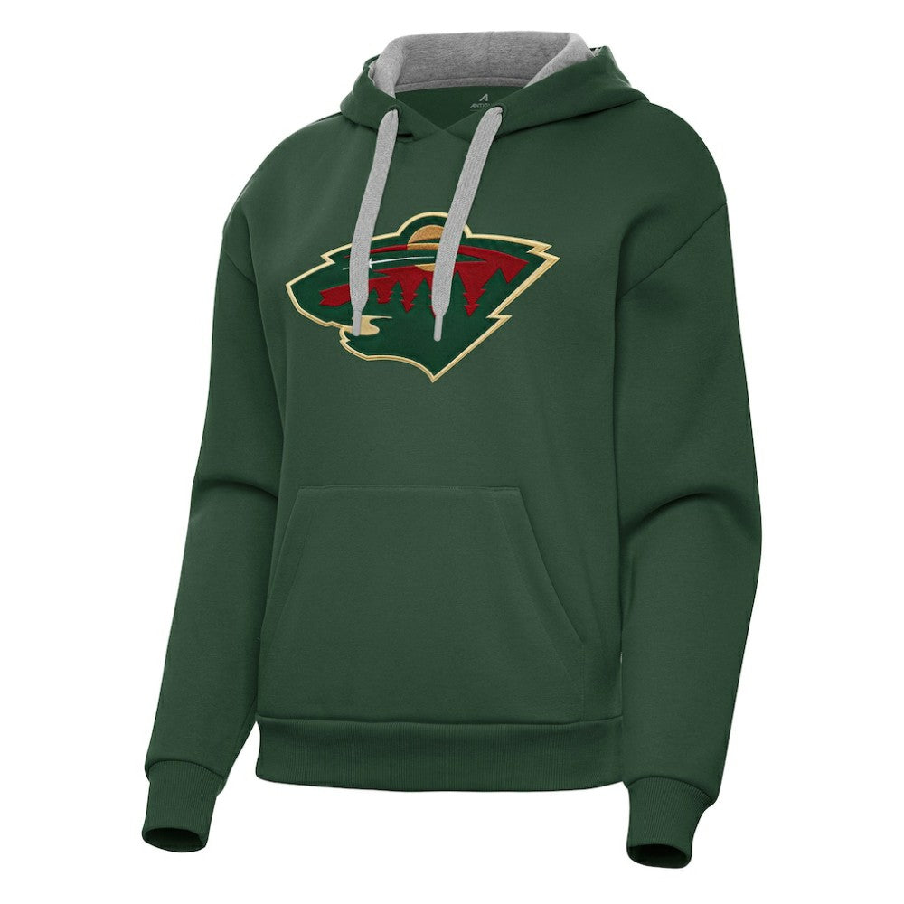 Minnesota Wild Antigua Women's Victory Pullover Hoodie Hunter Green