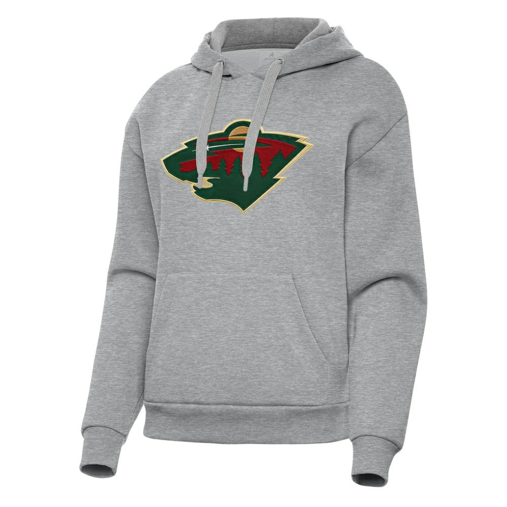 Minnesota Wild Antigua Women's Victory Pullover Hoodie Heather Gray
