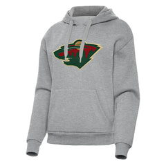 Minnesota Wild Antigua Women's Victory Pullover Hoodie Heather Gray