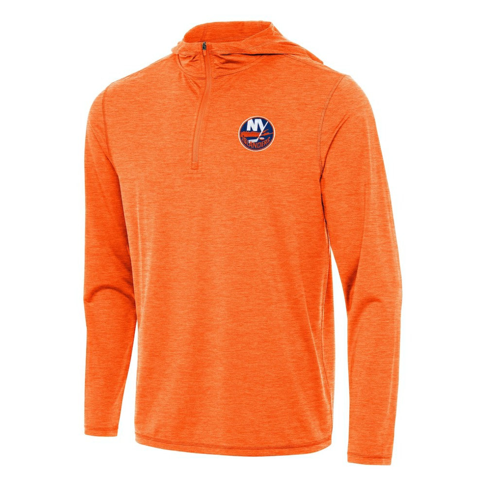 New York Islanders Antigua Tidy Quarter-Zip Hoodie Heather Orange