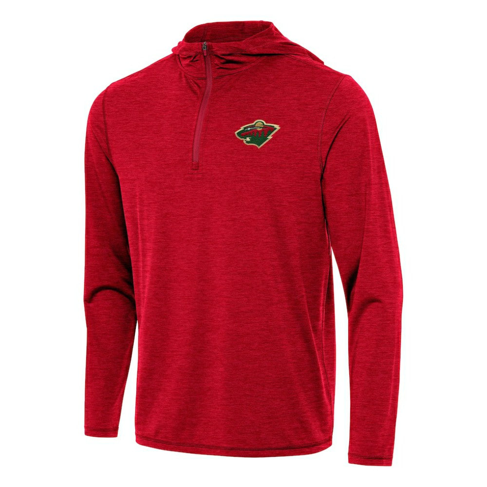 Minnesota Wild Antigua Tidy Quarter-Zip Hoodie Heather Red