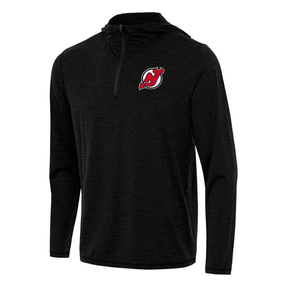 New Jersey Devils Antigua Tidy Quarter-Zip Hoodie Heather Black