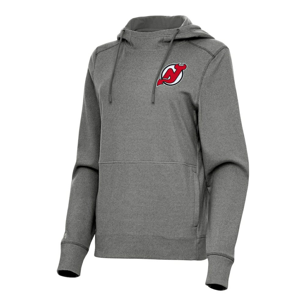 New Jersey Devils Antigua Women's Justice Pullover Hoodie Heather Black