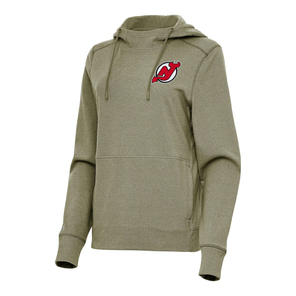 New Jersey Devils Antigua Women's Justice Pullover Hoodie Heather Olive