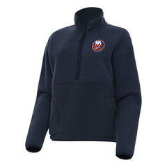 New York Islanders Antigua Women's Figure Half-Zip Pullover Sweatshirt Navy