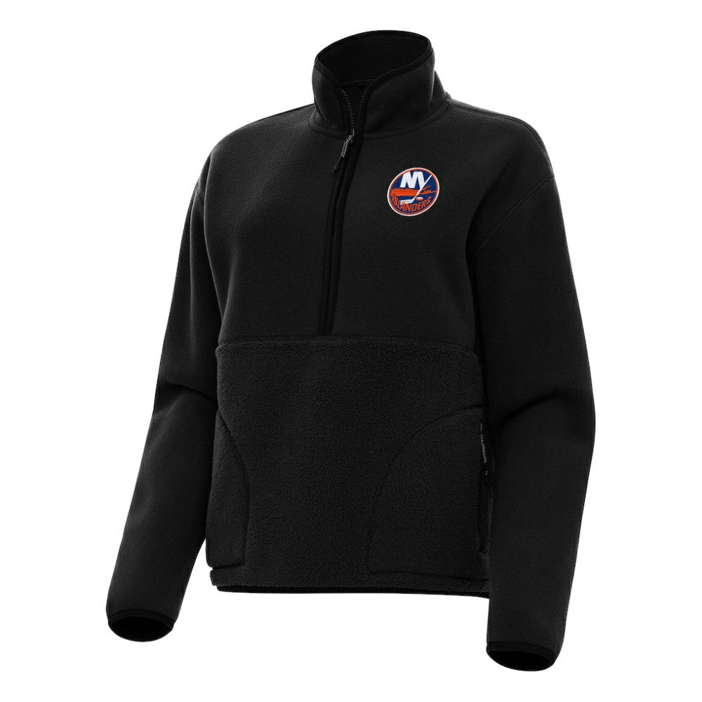 New York Islanders Antigua Women's Figure Half-Zip Pullover Sweatshirt Black