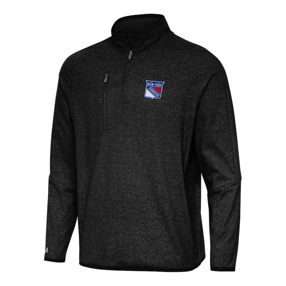 New York Rangers Antigua Certain Quarter-Zip Tri-Blend Sweatshirt Heather Black