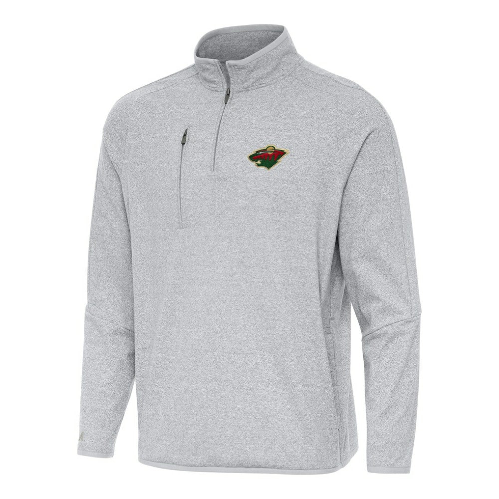 Minnesota Wild Antigua Certain Quarter-Zip Tri-Blend Sweatshirt Heather Gray