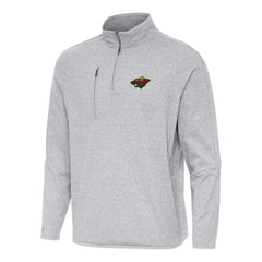 Minnesota Wild Antigua Certain Quarter-Zip Tri-Blend Sweatshirt Heather Gray