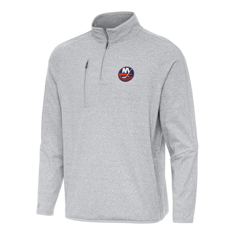 New York Islanders Antigua Certain Quarter-Zip Tri-Blend Sweatshirt Heather Gray