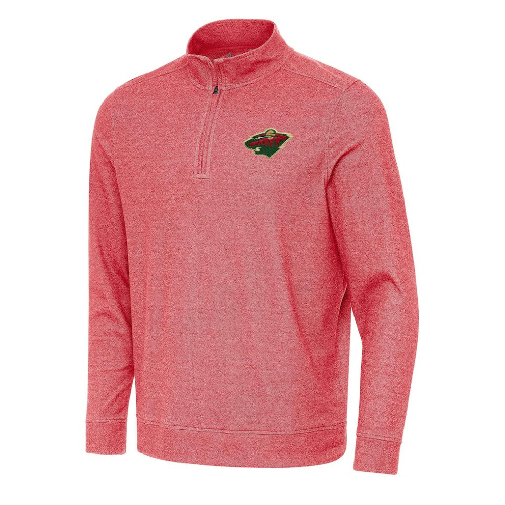Minnesota Wild Antigua Subtle Quarter-Zip Sweatshirt Heather Red