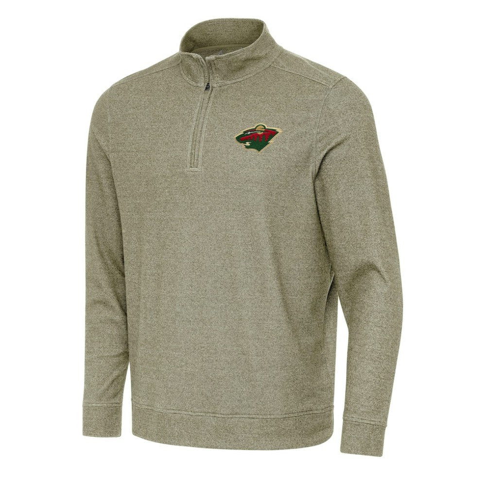 Minnesota Wild Antigua Subtle Quarter-Zip Sweatshirt Olive