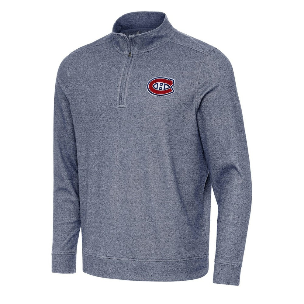 Montreal Canadiens Antigua Subtle Quarter-Zip Sweatshirt Heather Navy