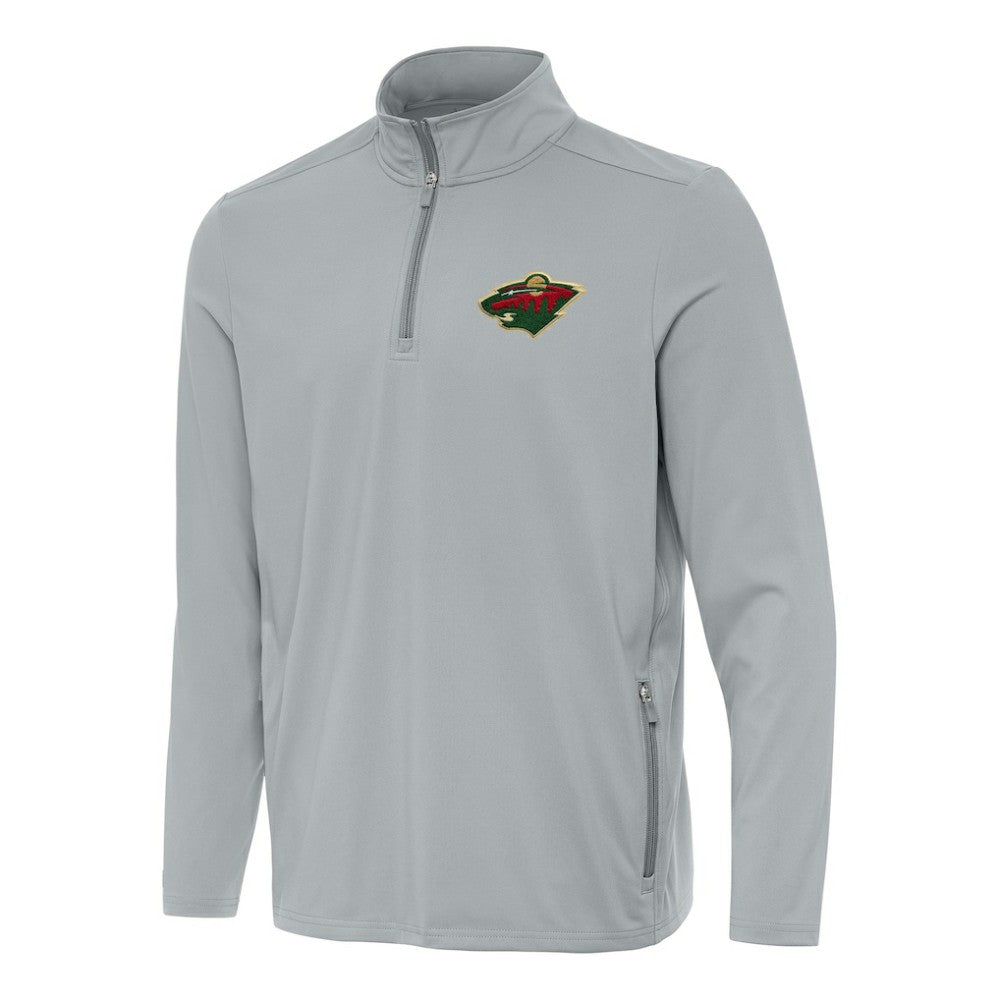 Minnesota Wild Antigua Perilous Quarter-Zip Sweatshirt Gray