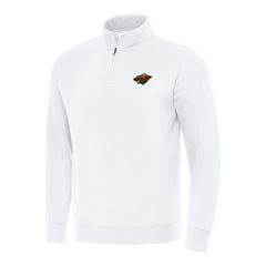 Minnesota Wild Antigua Victory Quarter-Zip Mock Sweatshirt White