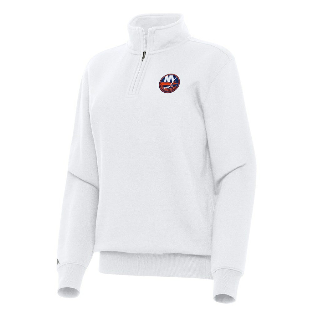 New York Islanders Antigua Women's Victory Quarter-Zip Sweatshirt White