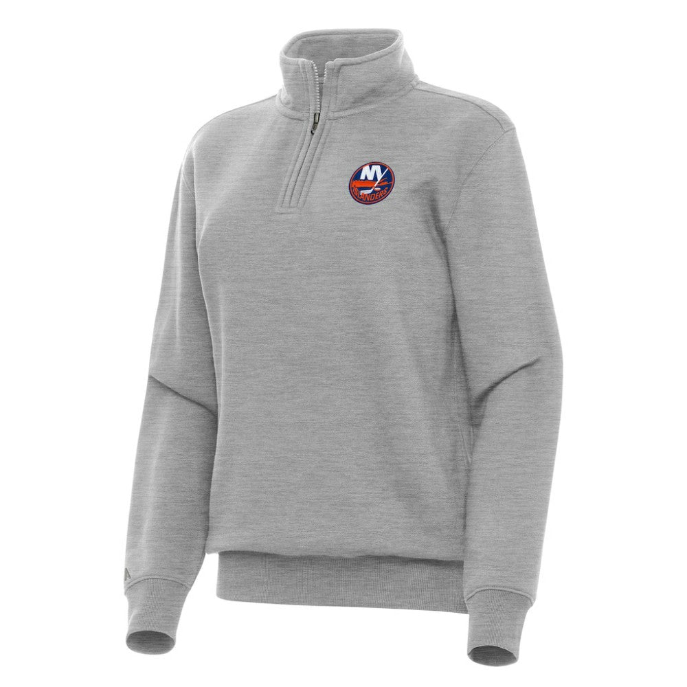 New York Islanders Antigua Women's Victory Quarter-Zip Sweatshirt Heather Gray