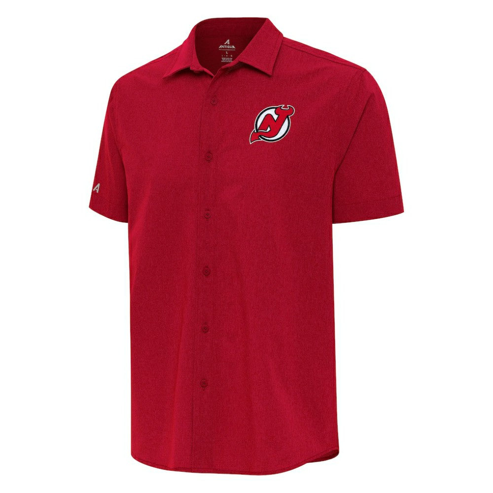New Jersey Devils Antigua Activate Woven Short Sleeve Button-Up Shirt Red