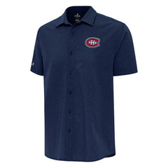 Montreal Canadiens Antigua Activate Woven Short Sleeve Button-Up Shirt Navy