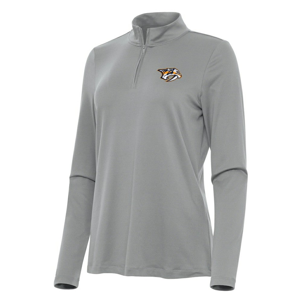 Nashville Predators Antigua Women's Reprocess Quarter-Zip Top Gray