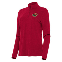 Minnesota Wild Antigua Women's Bright Quarter-Zip Top Heather Red
