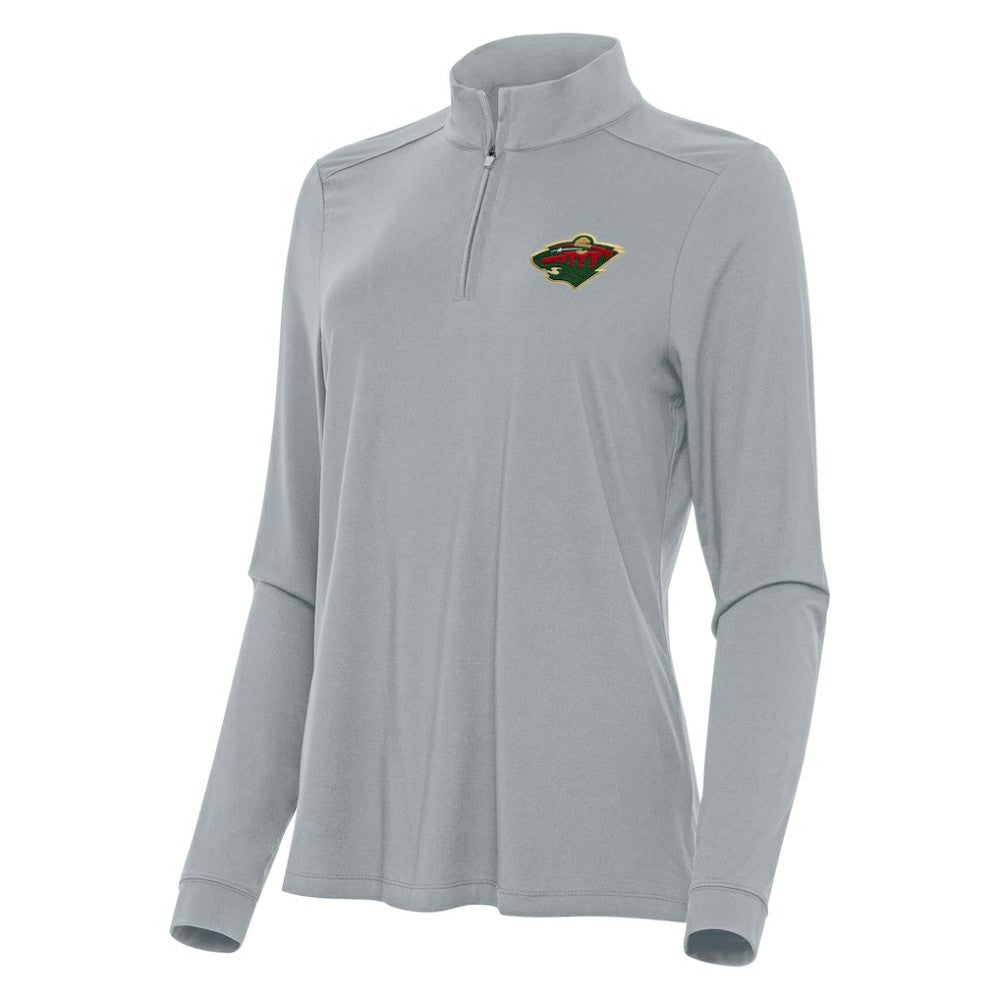 Minnesota Wild Antigua Women's Intent Quarter-Zip Top Gray