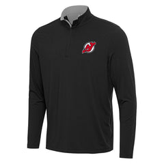 New Jersey Devils Antigua Content Quarter-Zip Pullover Top Black/Gray