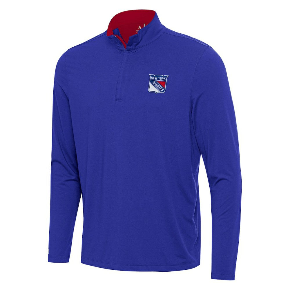 New York Rangers Antigua Content Quarter-Zip Pullover Top Blue/Red