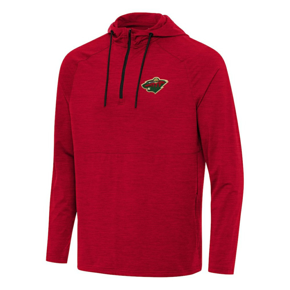 Minnesota Wild Antigua Spikes Quarter-Zip Hoodie Heather Red