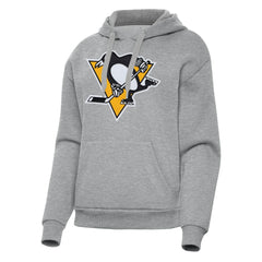 Pittsburgh Penguins Antigua Women's Victory Pullover Hoodie Heather Gray