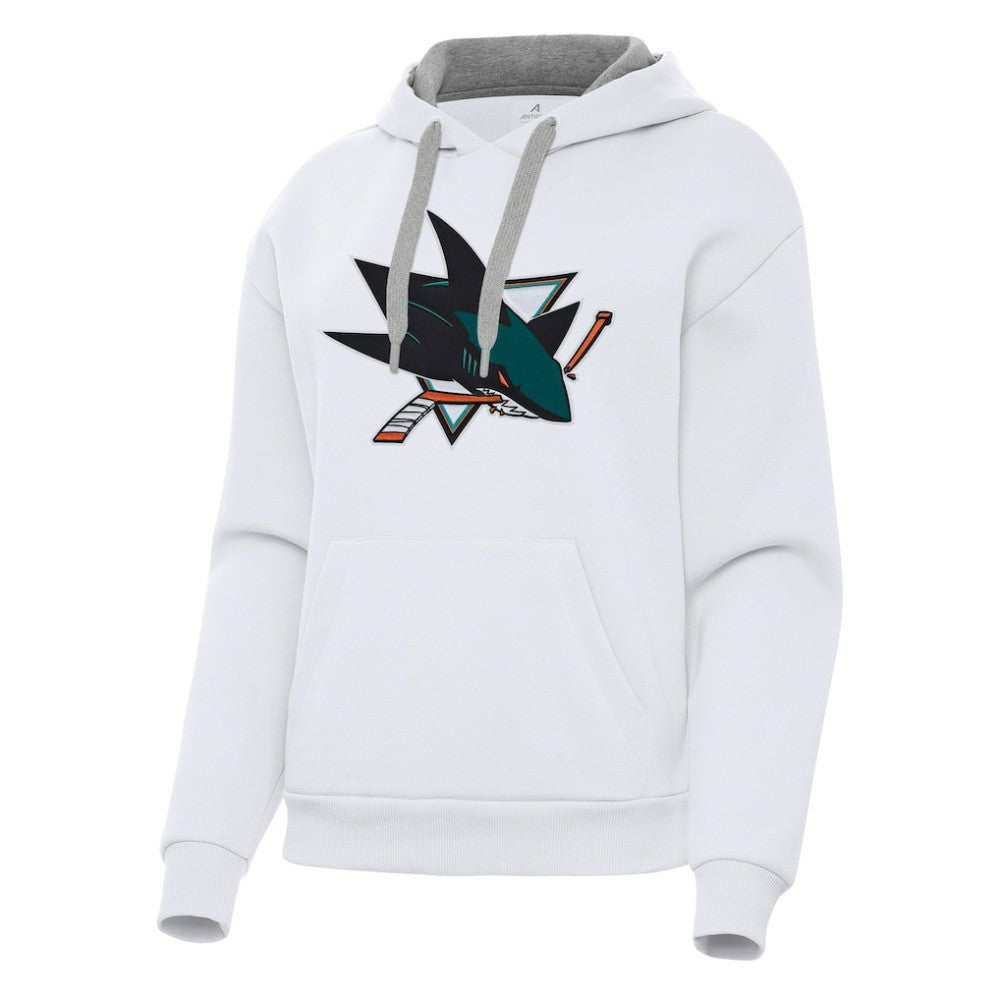 San Jose Sharks Antigua Women's Victory Pullover Hoodie White