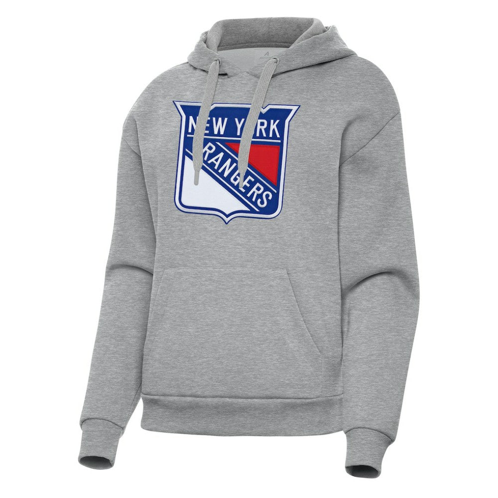 New York Rangers Antigua Women's Victory Pullover Hoodie Heather Gray