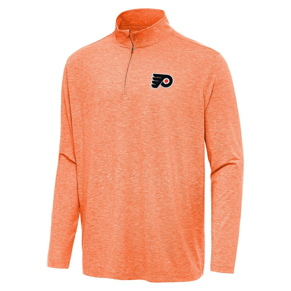 Philadelphia Flyers Antigua Hunk Quarter-Zip Top Heather Orange