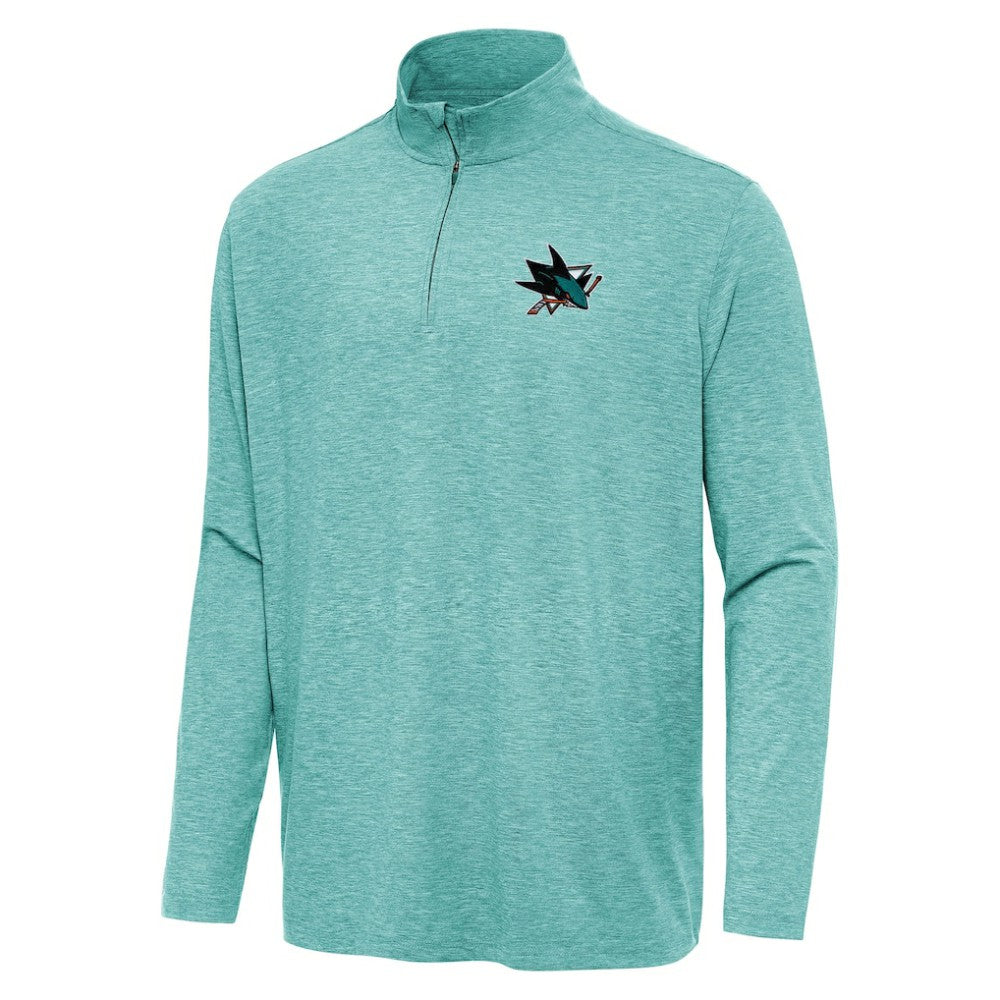 San Jose Sharks Antigua Hunk Quarter-Zip Top Heather Aqua