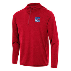 New York Rangers Antigua Tidy Quarter-Zip Hoodie Heather Red