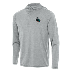 San Jose Sharks Antigua Tidy Quarter-Zip Hoodie Heather Gray
