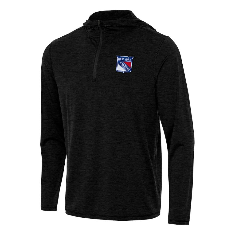 New York Rangers Antigua Tidy Quarter-Zip Hoodie Heather Black