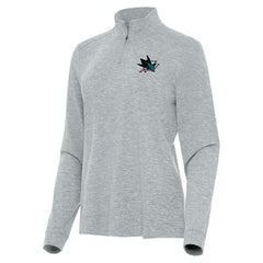 San Jose Sharks Antigua Women's Mentor Quarter-Zip Mock Long Sleeve Top Heather Gray