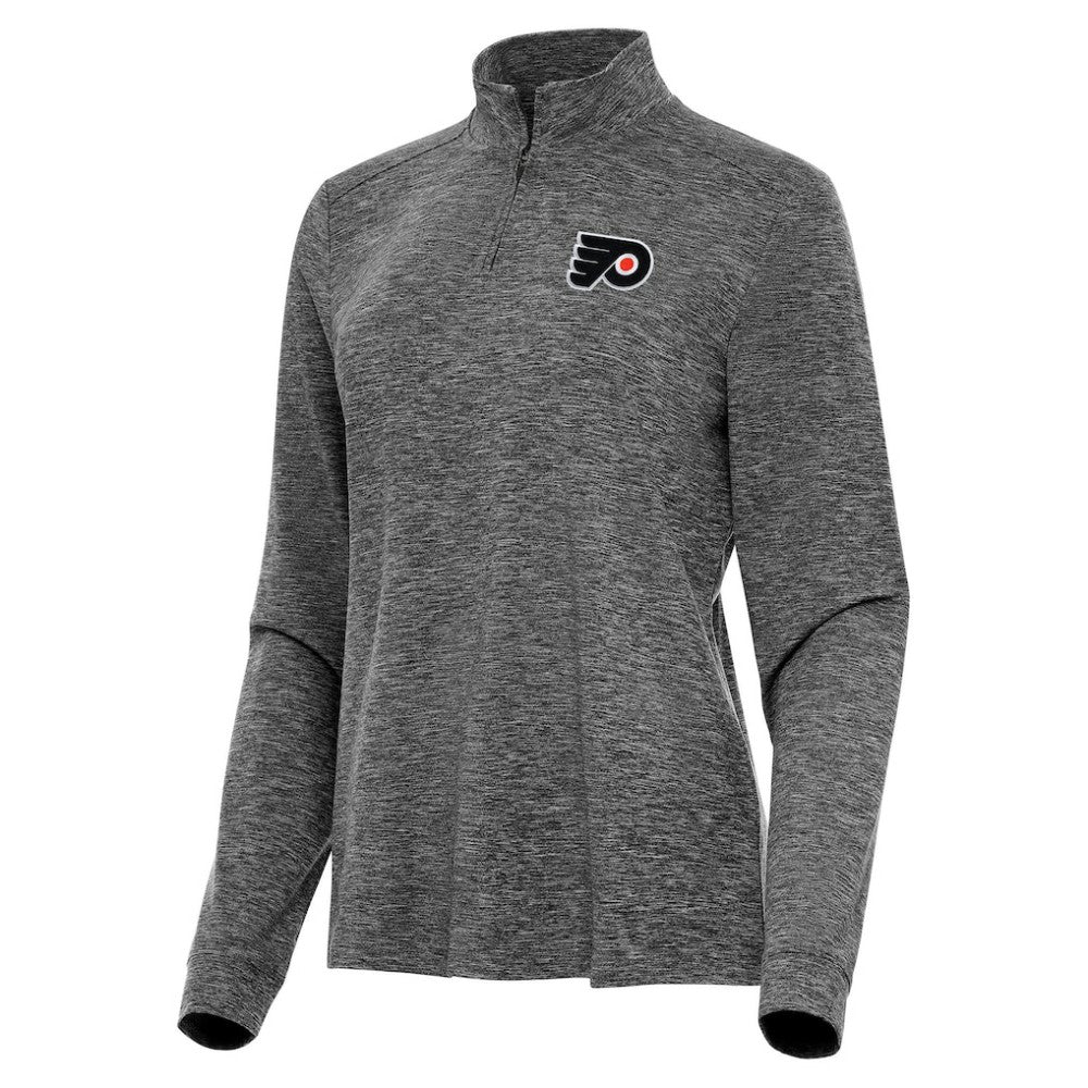 Philadelphia Flyers Antigua Women's Mentor Quarter-Zip Mock Long Sleeve Top Heather Black