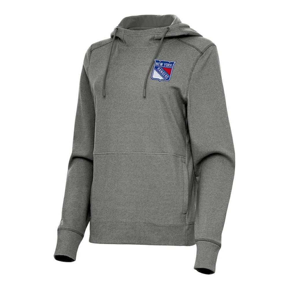 New York Rangers Antigua Women's Justice Pullover Hoodie Heather Black