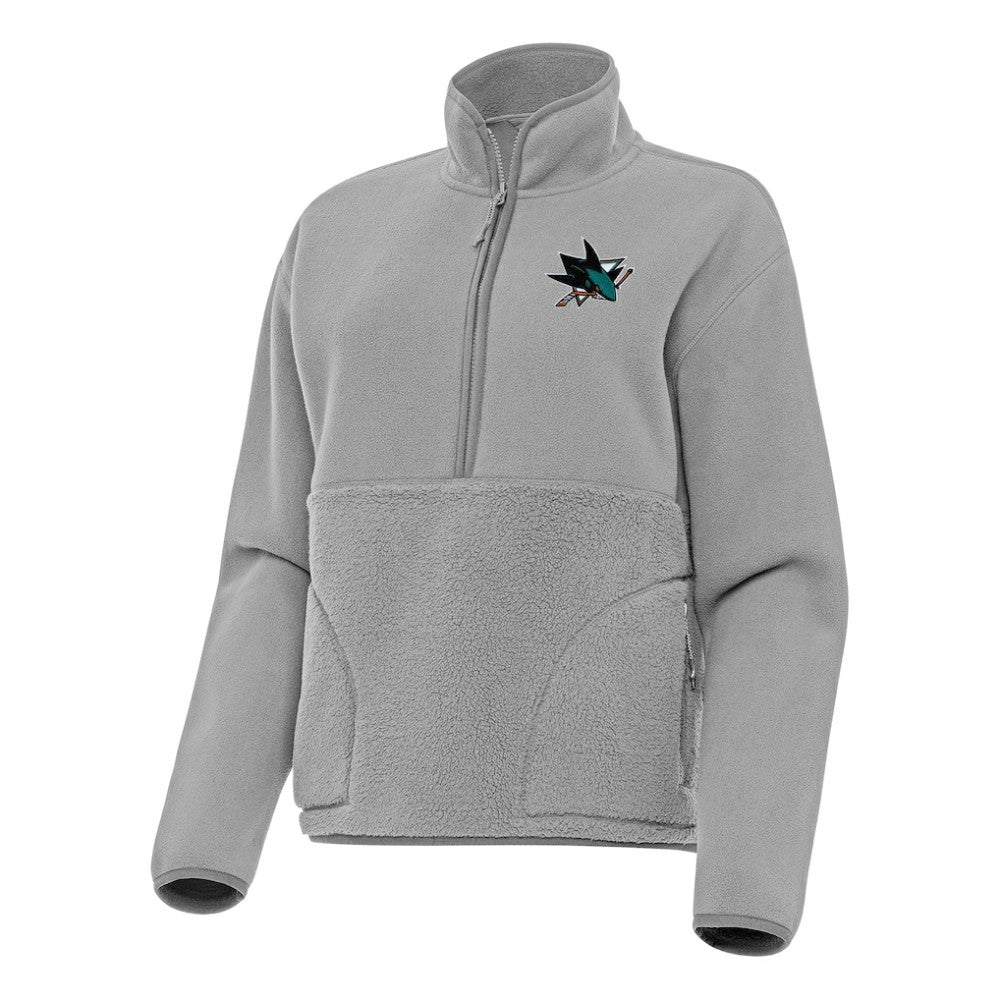 San Jose Sharks Antigua Women's Figure Half-Zip Pullover Sweatshirt Gray