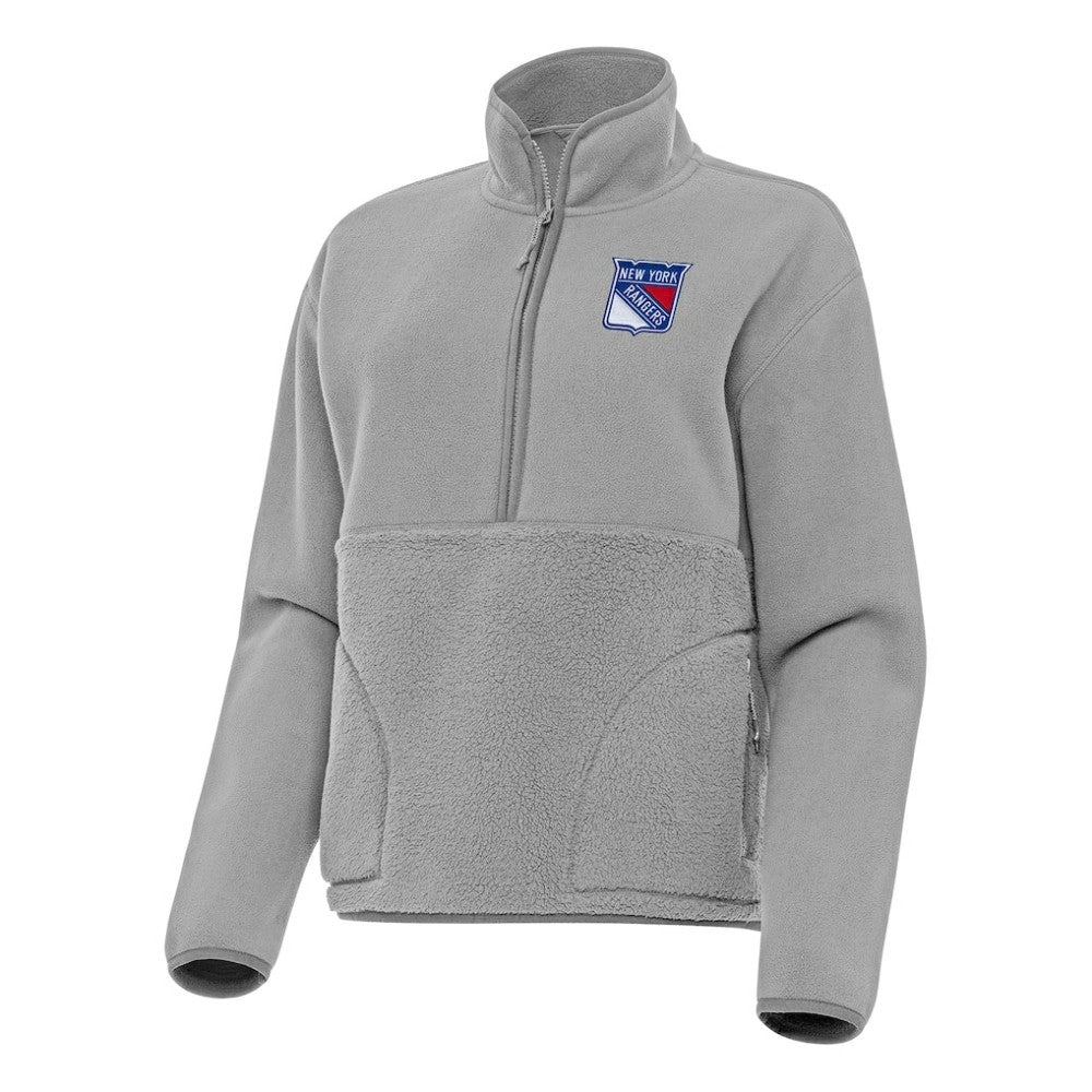 New York Rangers Antigua Women's Figure Half-Zip Pullover Sweatshirt Gray