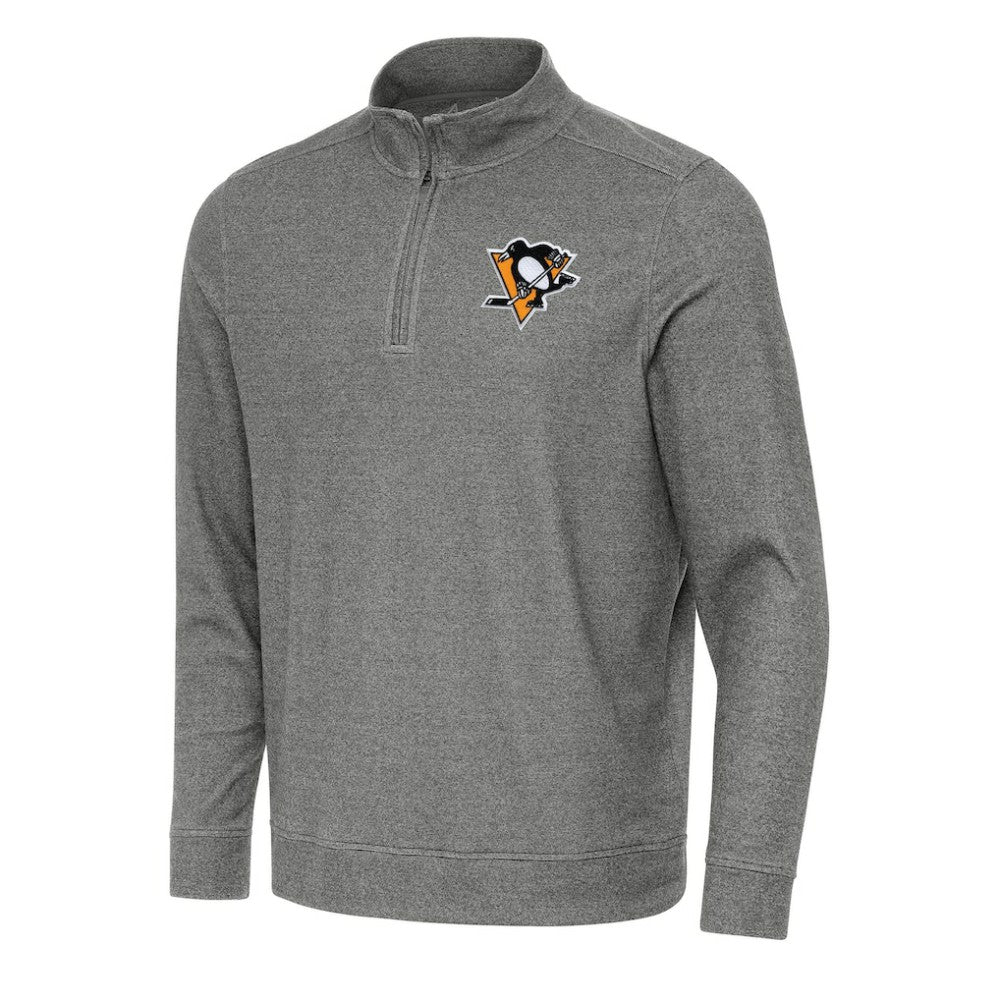 Pittsburgh Penguins Antigua Subtle Quarter-Zip Sweatshirt Heather Black