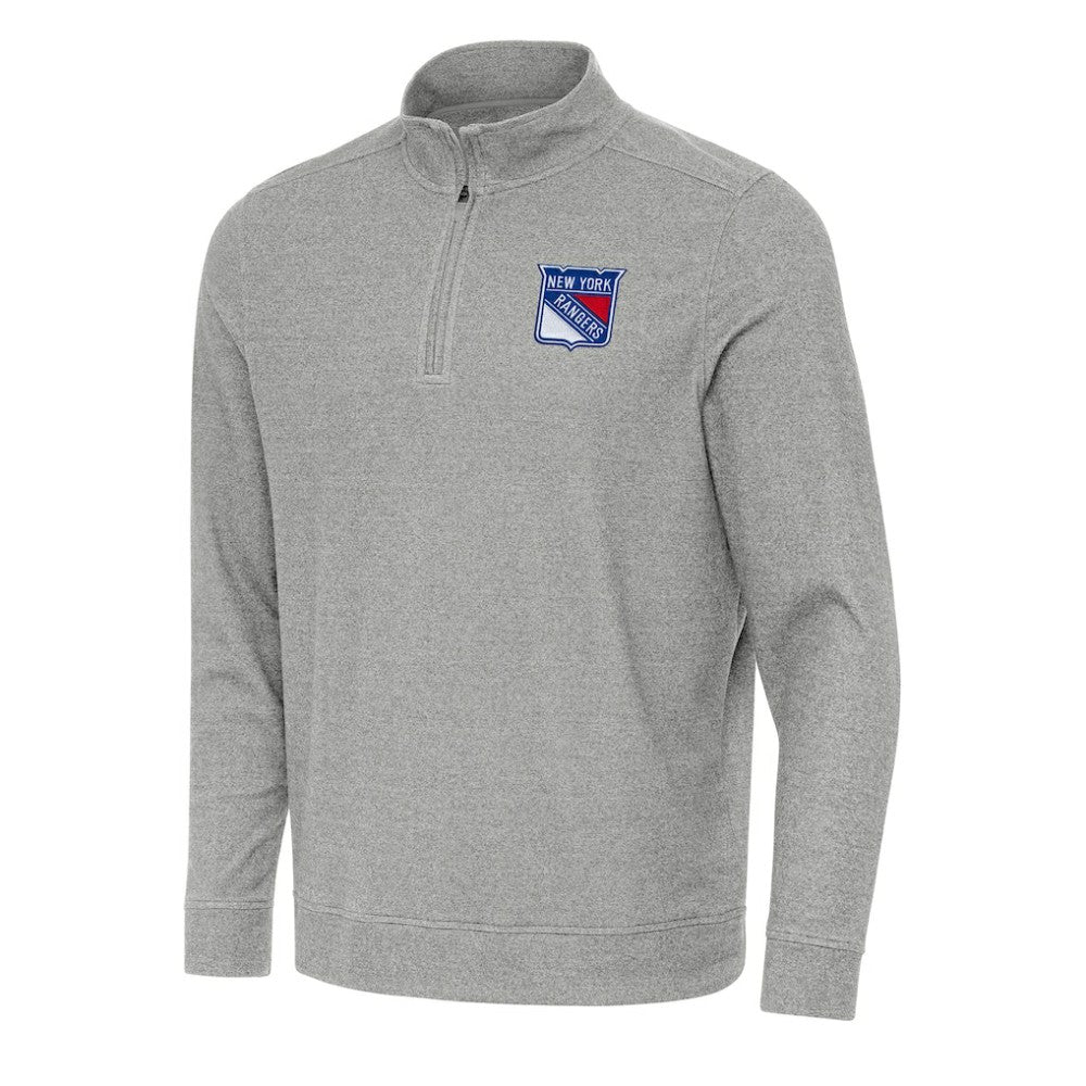New York Rangers Antigua Subtle Quarter-Zip Sweatshirt Heather Gray