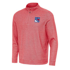 New York Rangers Antigua Subtle Quarter-Zip Sweatshirt Heather Red