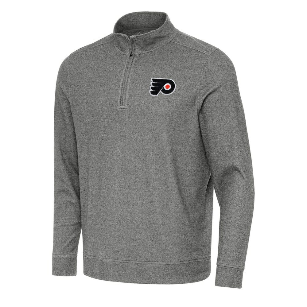 Philadelphia Flyers Antigua Subtle Quarter-Zip Sweatshirt Heather Black