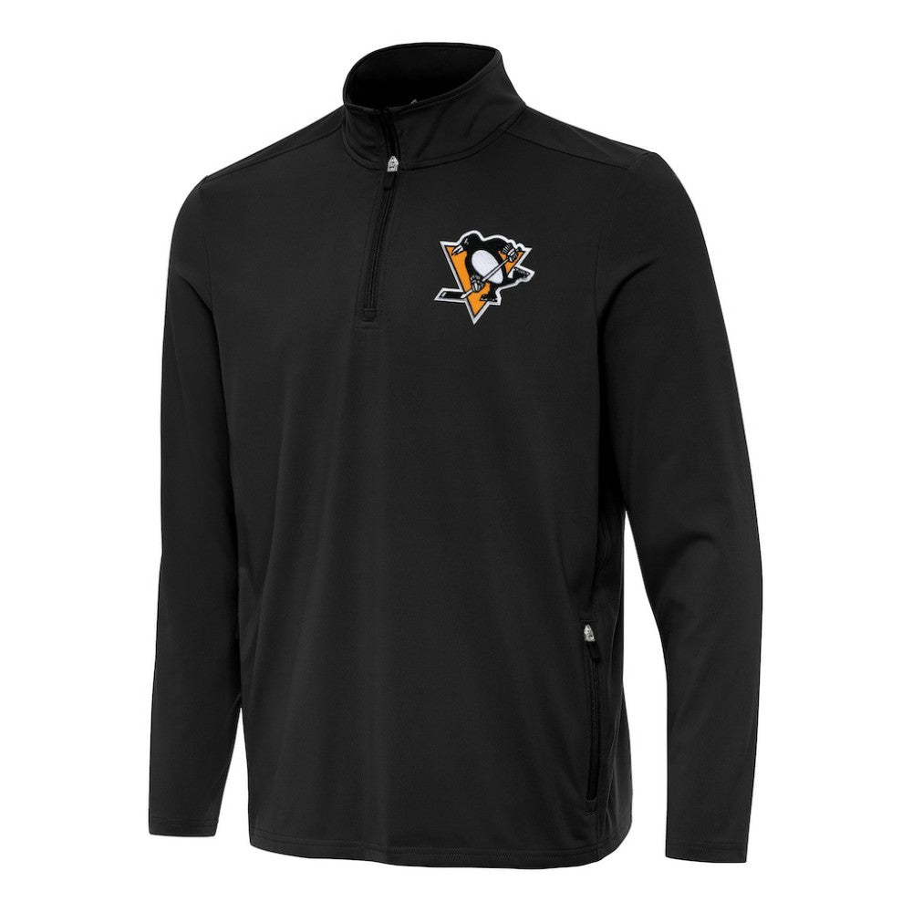 Pittsburgh Penguins Antigua Perilous Quarter-Zip Sweatshirt Black