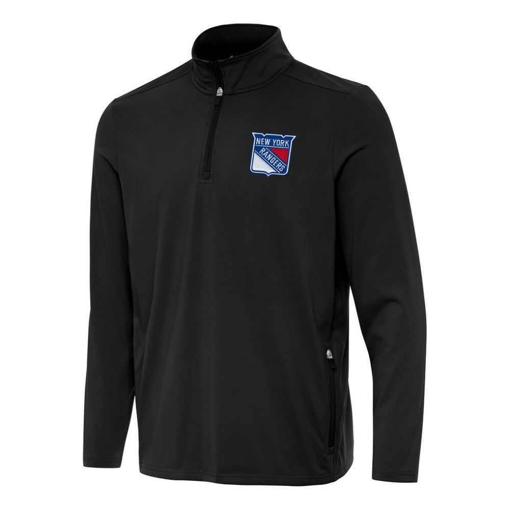 New York Rangers Antigua Perilous Quarter-Zip Sweatshirt Black